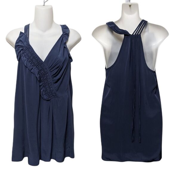 NANETTE LEPORE Silk Ruffle Ruched Tank Top 6 - Picture 1 of 8